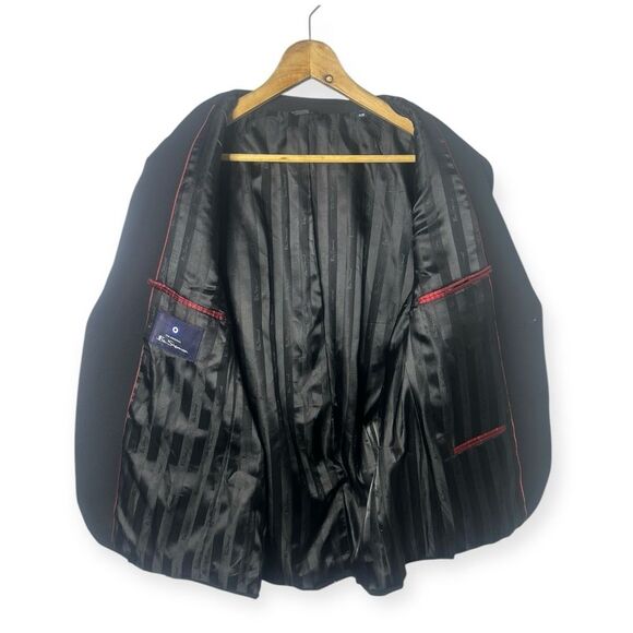 Ben Sherman Blazer Mens 42R Black Tailored Classic Fit Stretch Two-Button Jacket - Picture 3 of 6